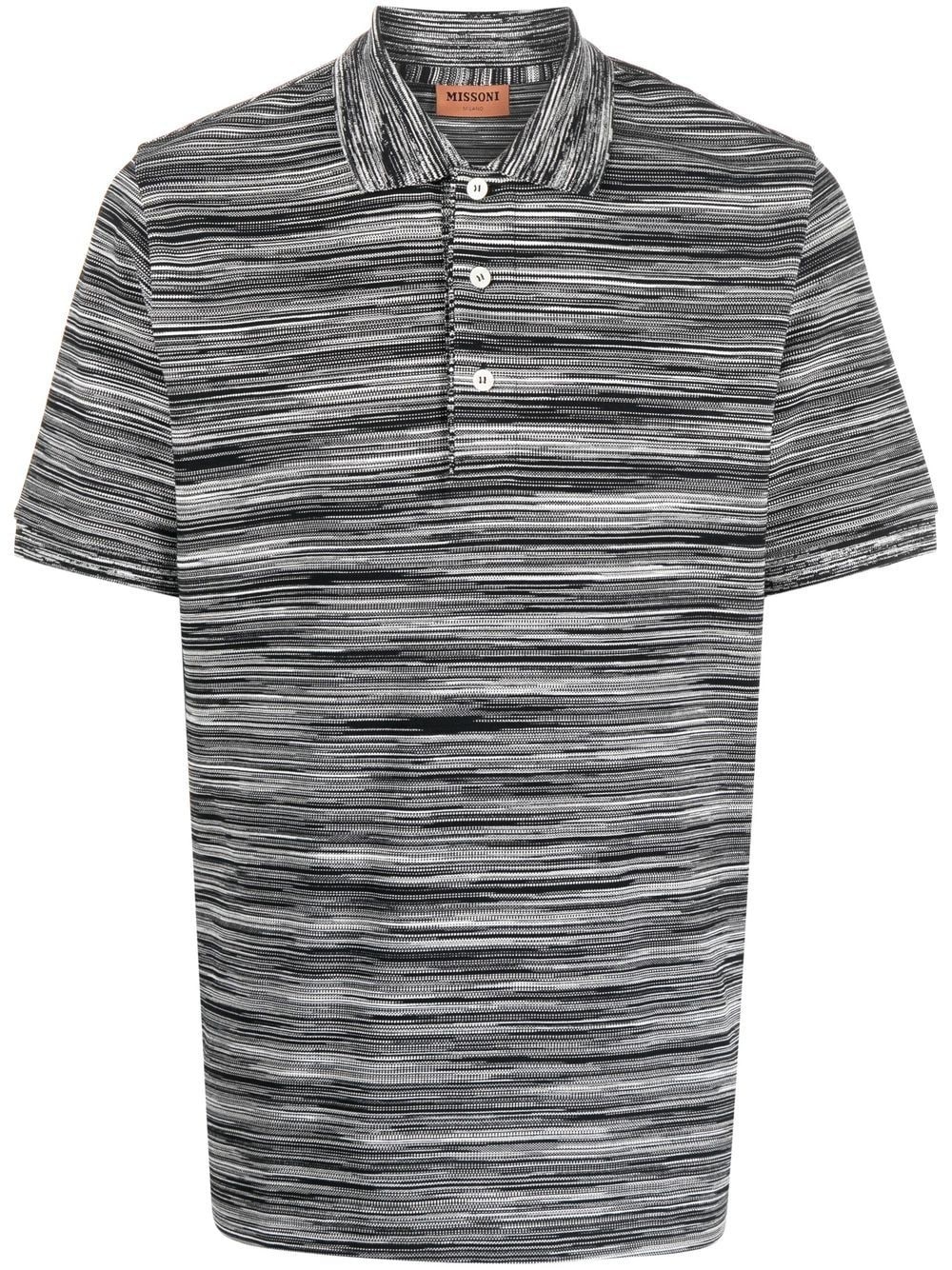 striped short-sleeved polo shirt - 1