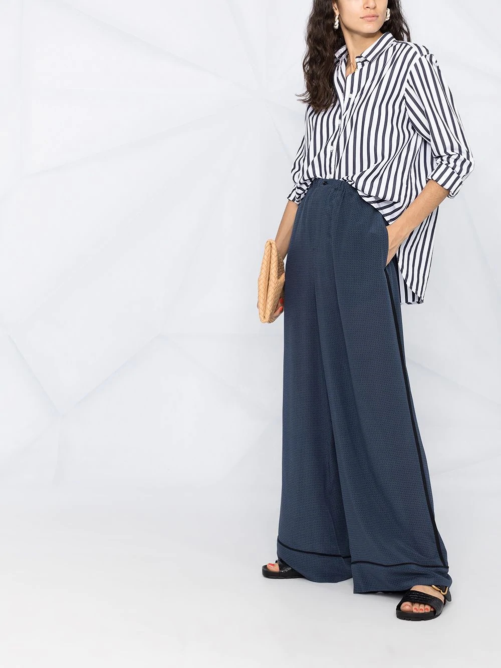 dot-print wide-leg trousers - 6