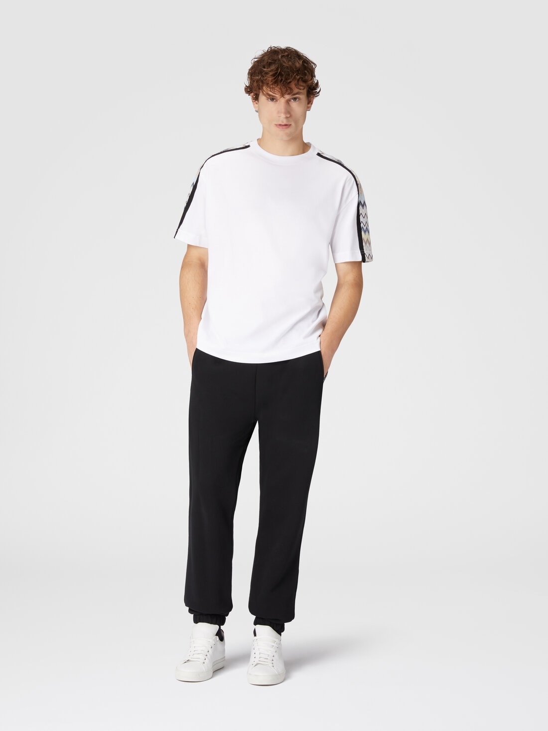 Cotton jersey T-shirt with zigzag inserts - 2