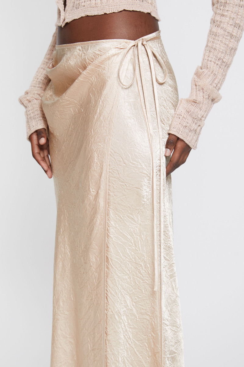 Satin wrap skirt - Shell beige 5