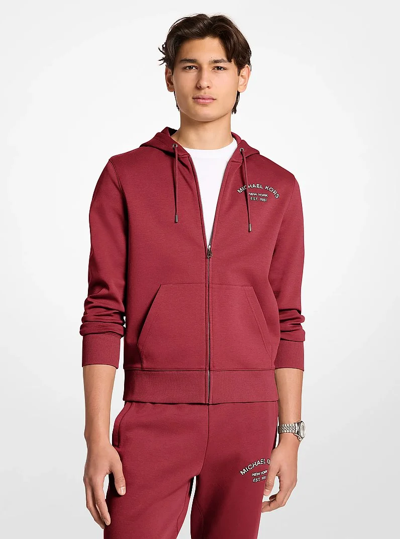 Logo Cotton Blend Zip-Up Hoodie - 1