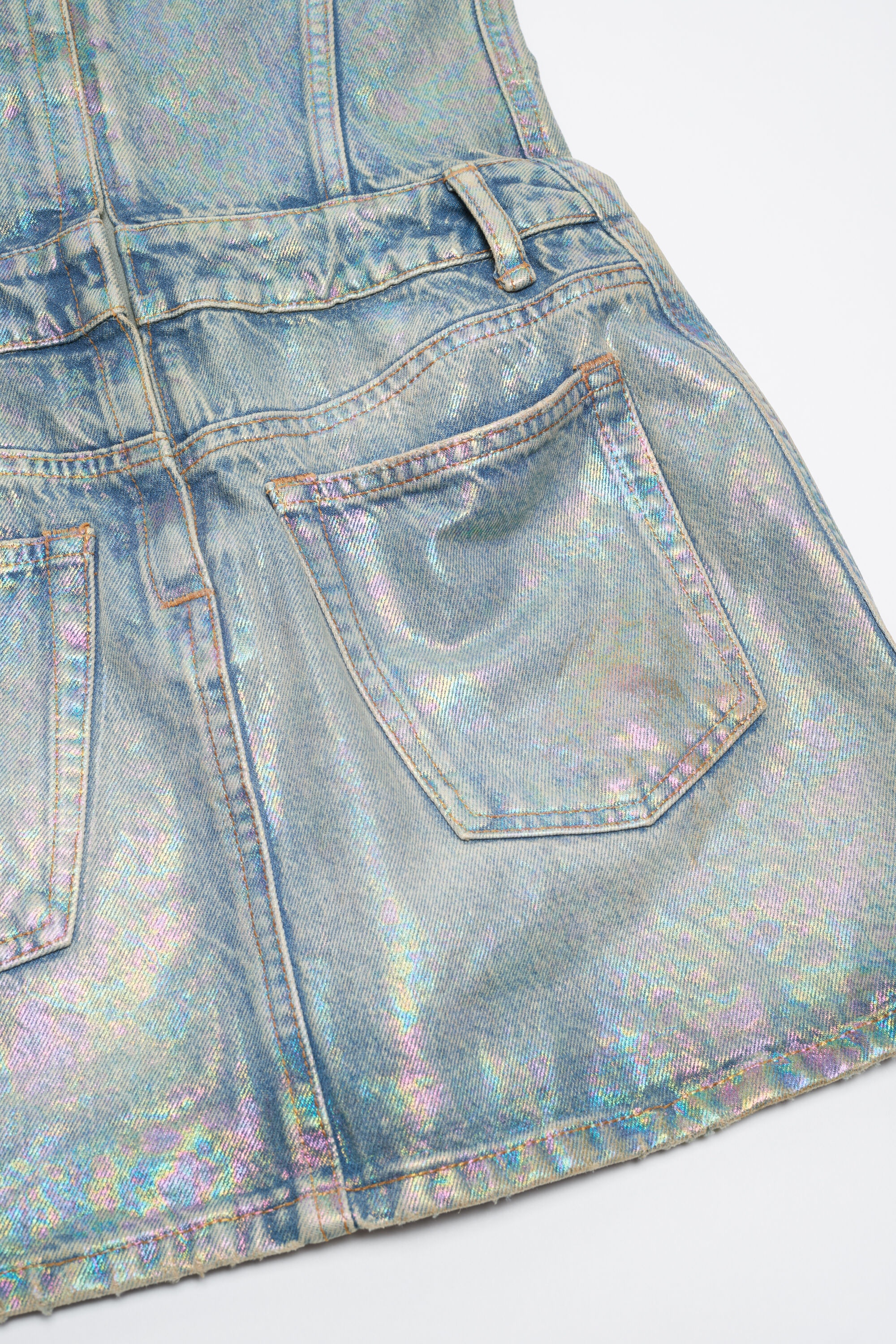 Coated denim dress - Mid blue - 7