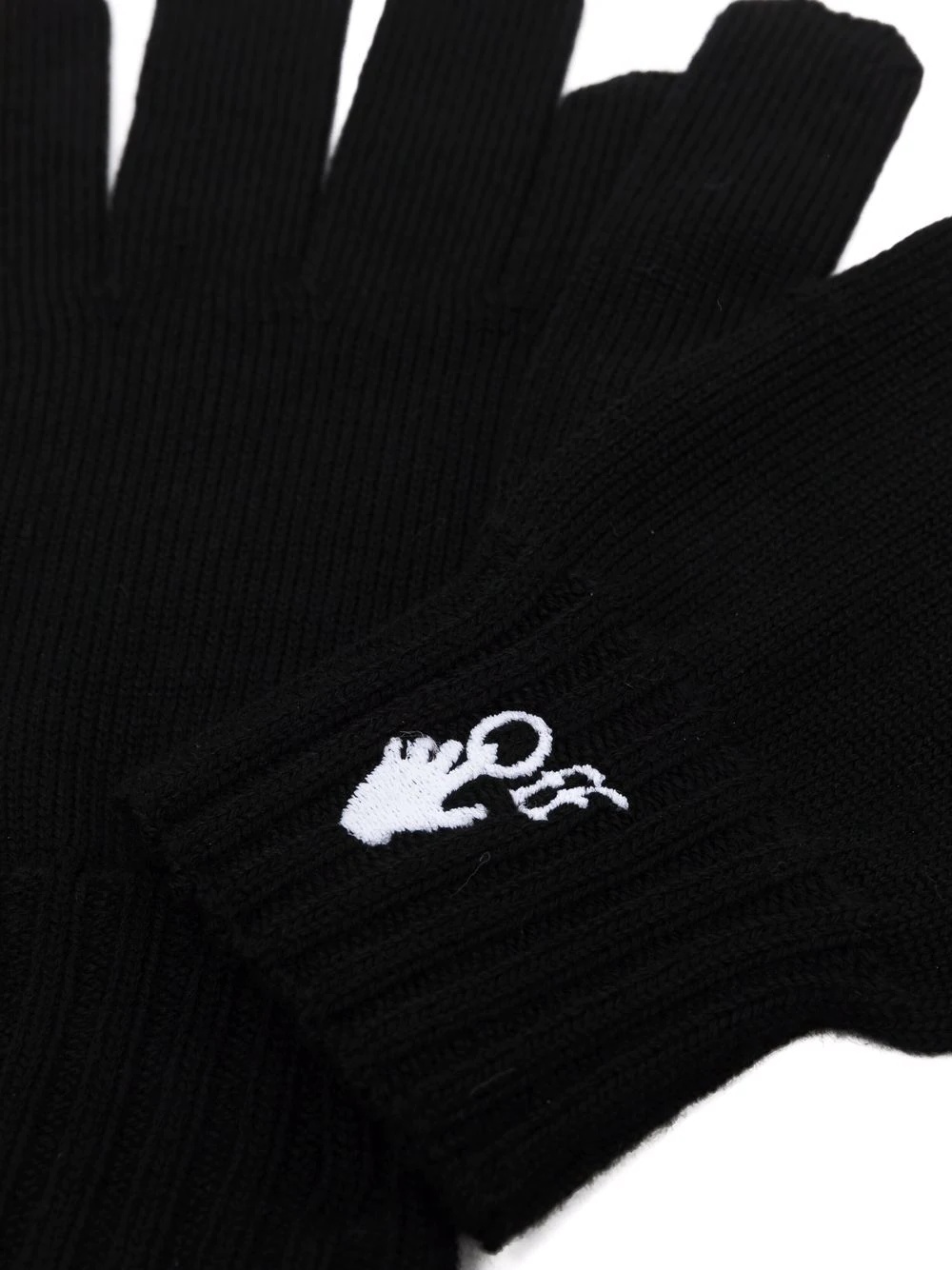 embroidered-logo knitted gloves - 2