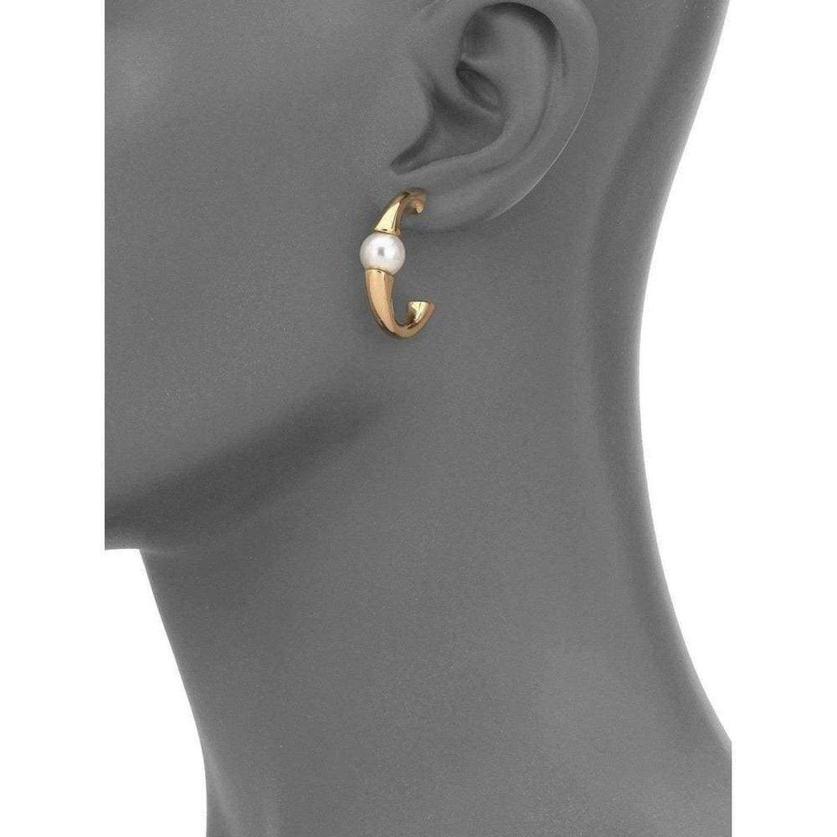 Darcey Swarovski Pearls Plated Brass Half Hoop Earrings - 2