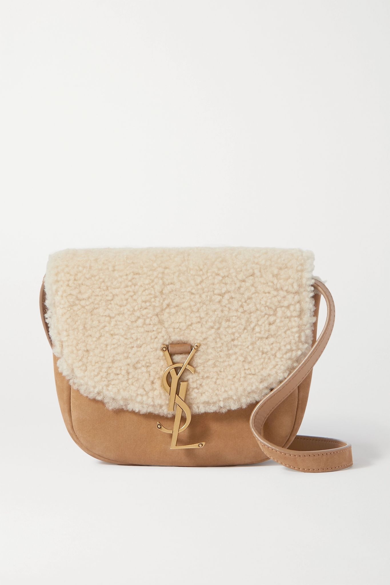 Kate mini suede and shearling shoulder bag - 1