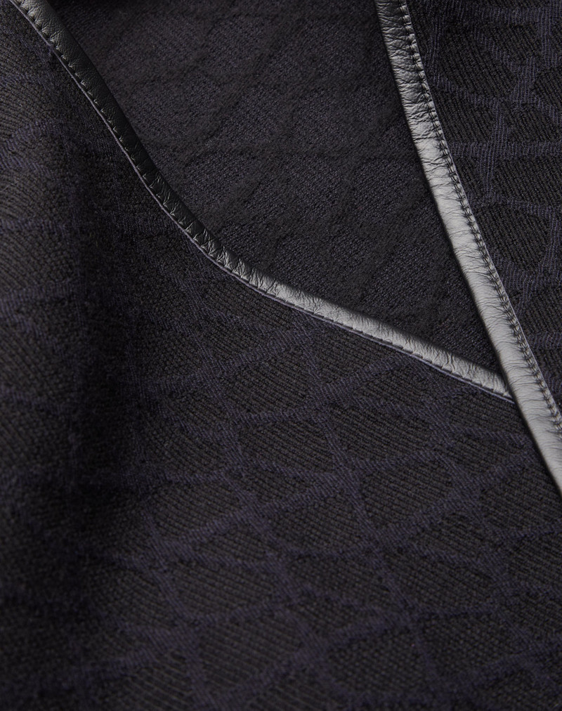 Valentino TOILE ICONOGRAPHE WOOL PONCHO WITH LEATHER TRIM outlook