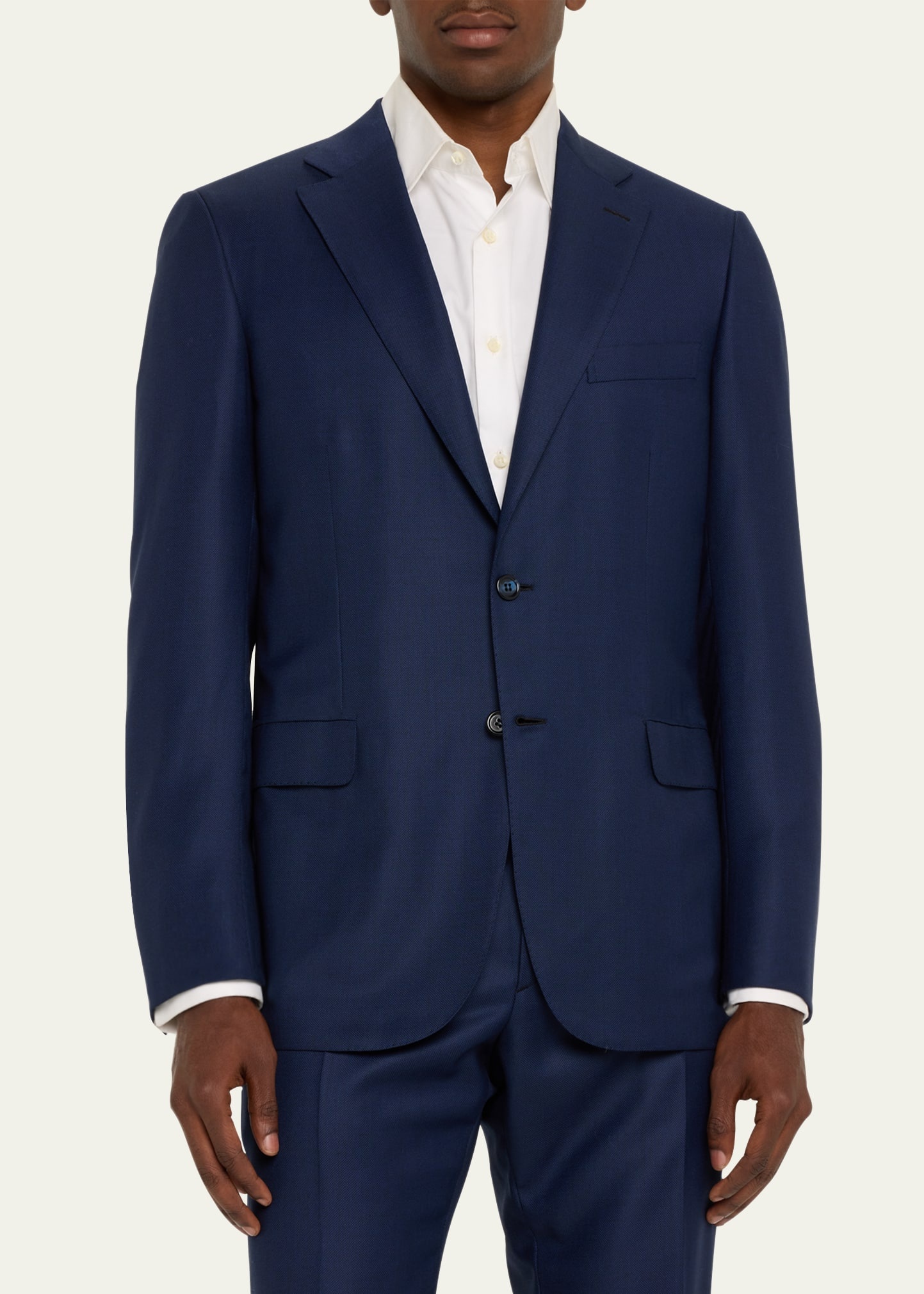 Men's Textured Solid Two-Piece Suit, Bright Navy - 4