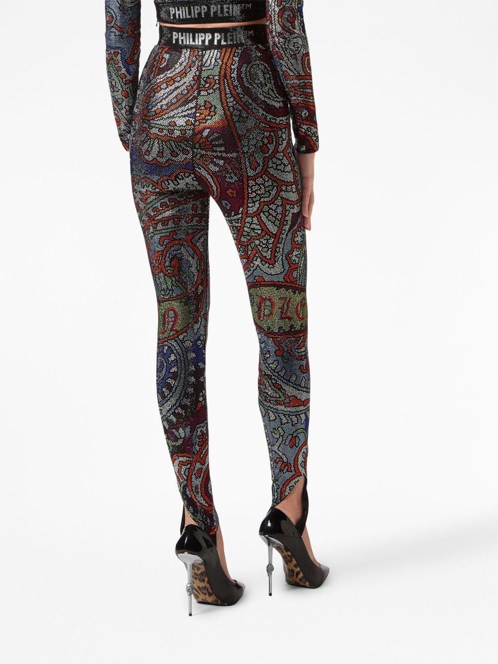 paisley rhinestone-embellished leggings - 5