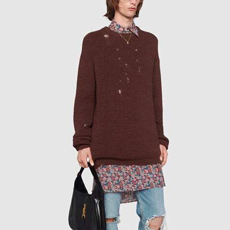 Gucci Rib Knit Wool Oversize Jumper 'Brown' 634575-XKBJ4-2028 - 5