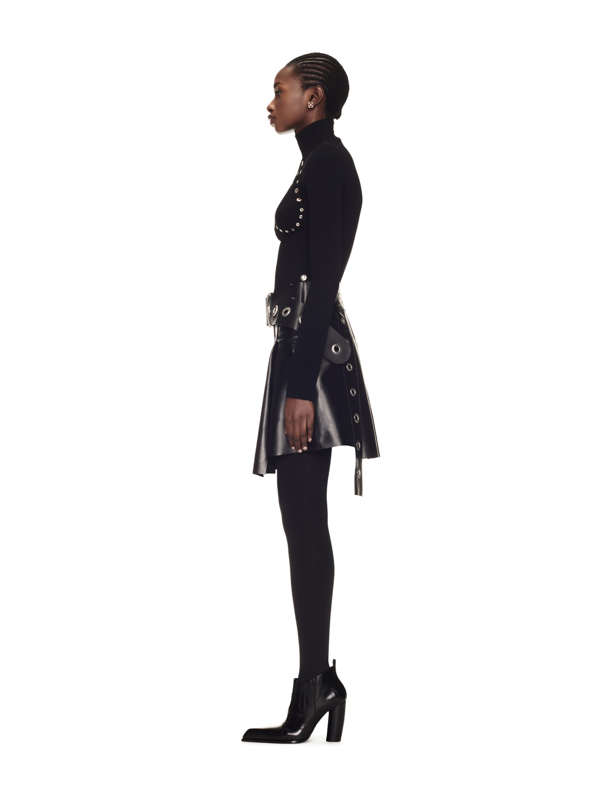 Eyelets Asym Pleated Skirt - 3