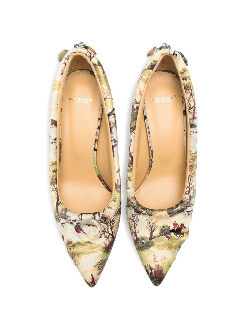 beaded-embellishment printed pumps 4