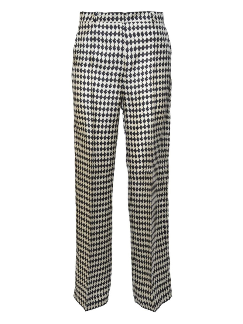 diamond-pattern cotton trousers 1