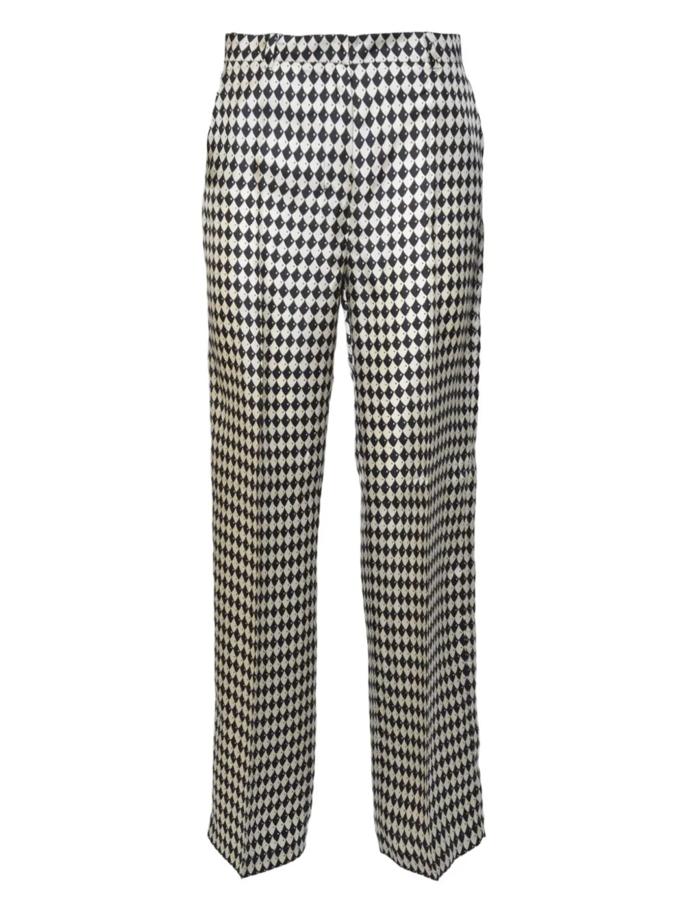 diamond-pattern cotton trousers - 1
