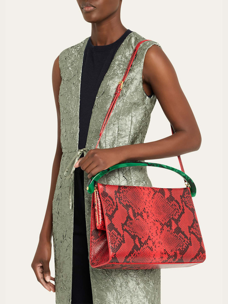 Dries Van Noten Crisp Python Top-Handle Bag outlook