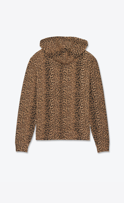 SAINT LAURENT leopard-print monogram hoodie outlook