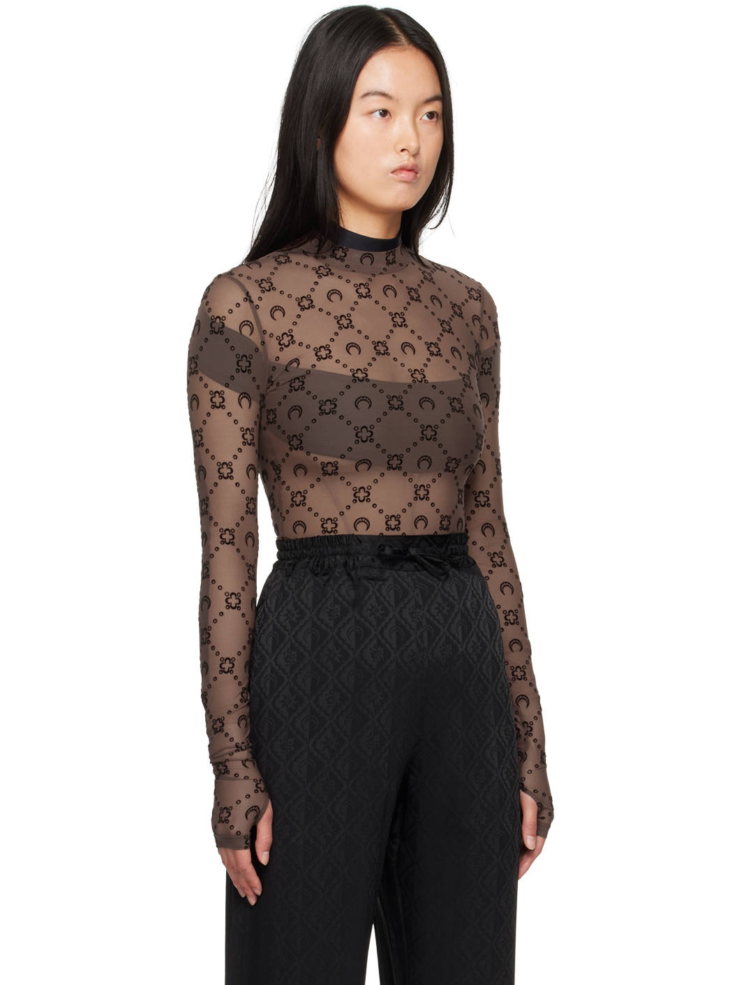 SSENSE Exclusive Brown Moonogram Second Skin Turtleneck - 2