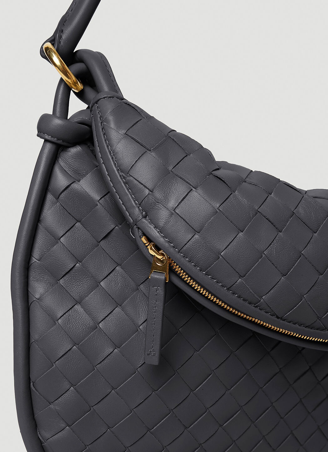 Beige Gemelli medium Intrecciato-leather shoulder bag
