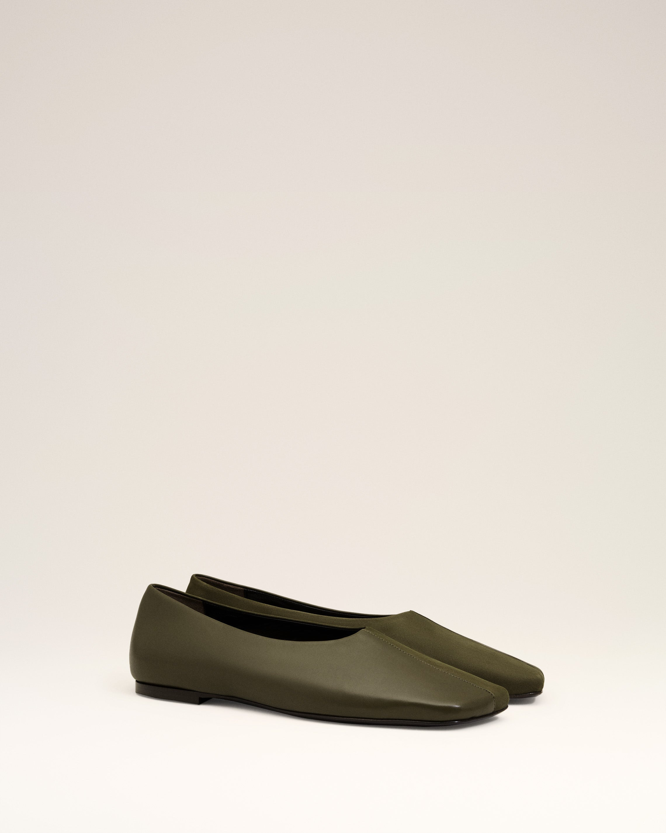 GREEN LEATHER BICOLOR BALLERINAS - 3