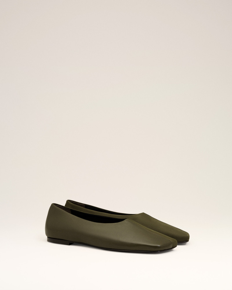 GREEN LEATHER BICOLOR BALLERINAS 3