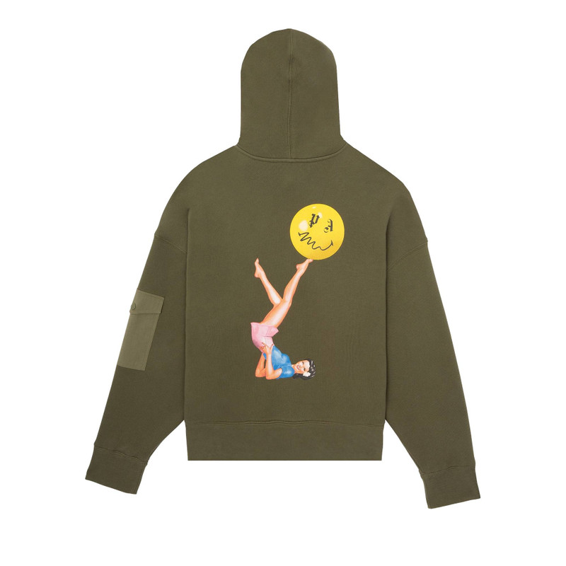 Palm Angels Palm Angels Juggler Pin Up Hoodie 'Military' outlook