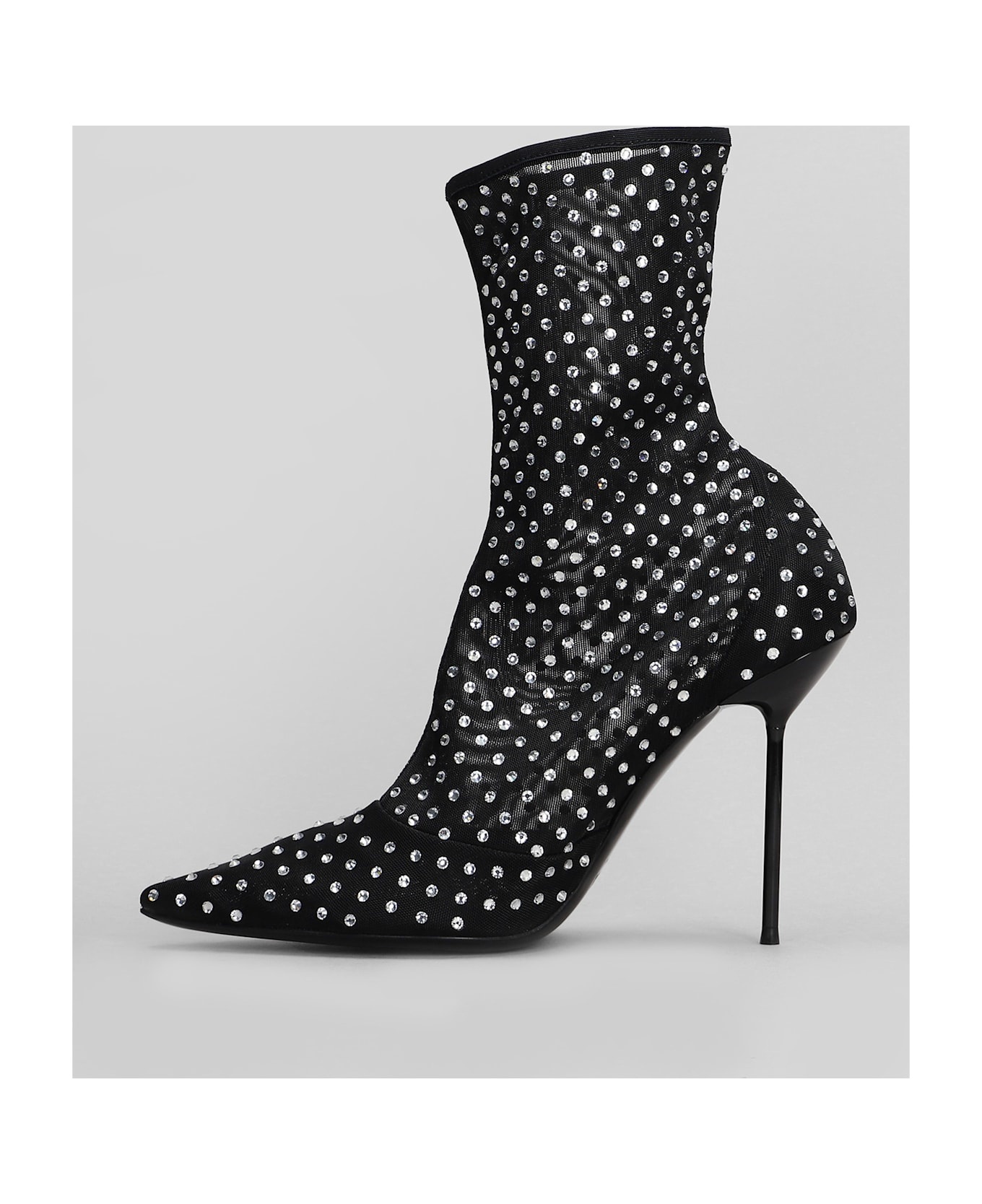 Lidia High Heels Ankle Boots In Black Fabric - 3