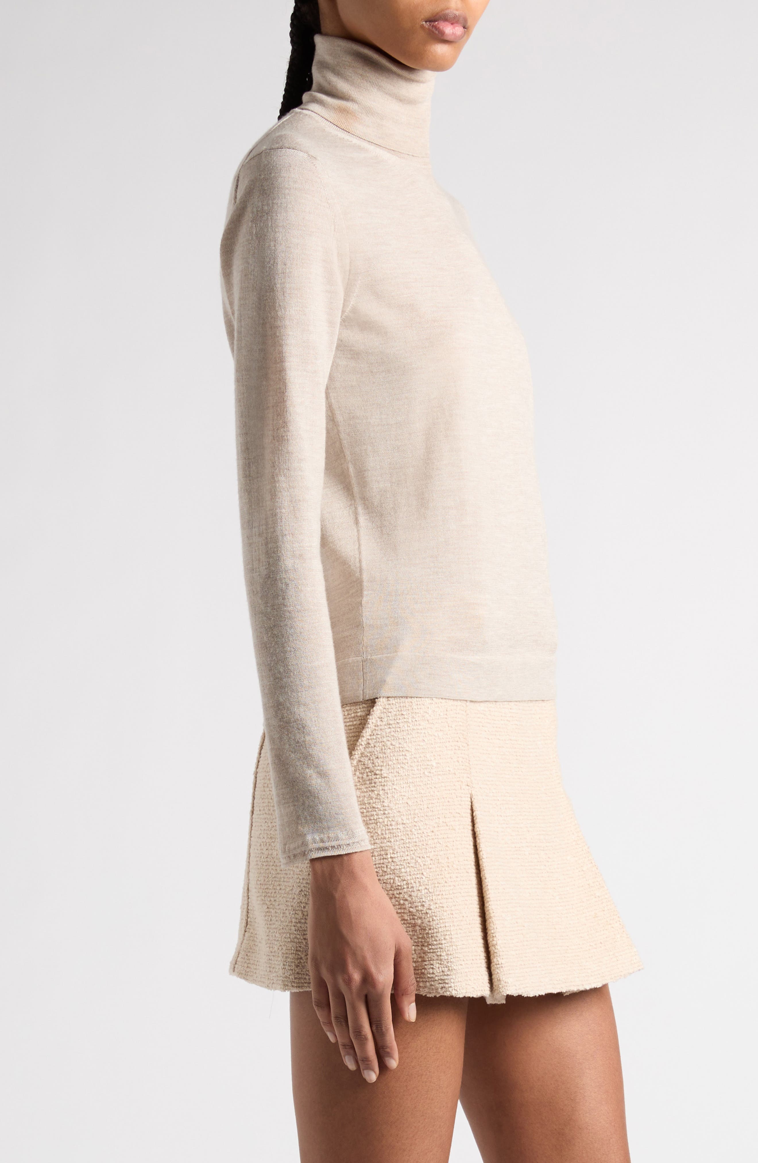 TOM FORD Fine Gauge Cashmere & Silk Turtleneck Sweater in Jb340 Light Taupe at Nordstrom - 4