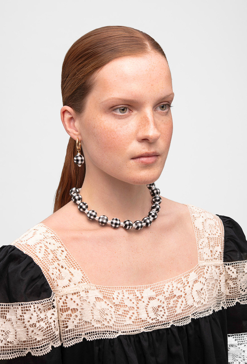 Gaia Necklace - Black Gingham 3