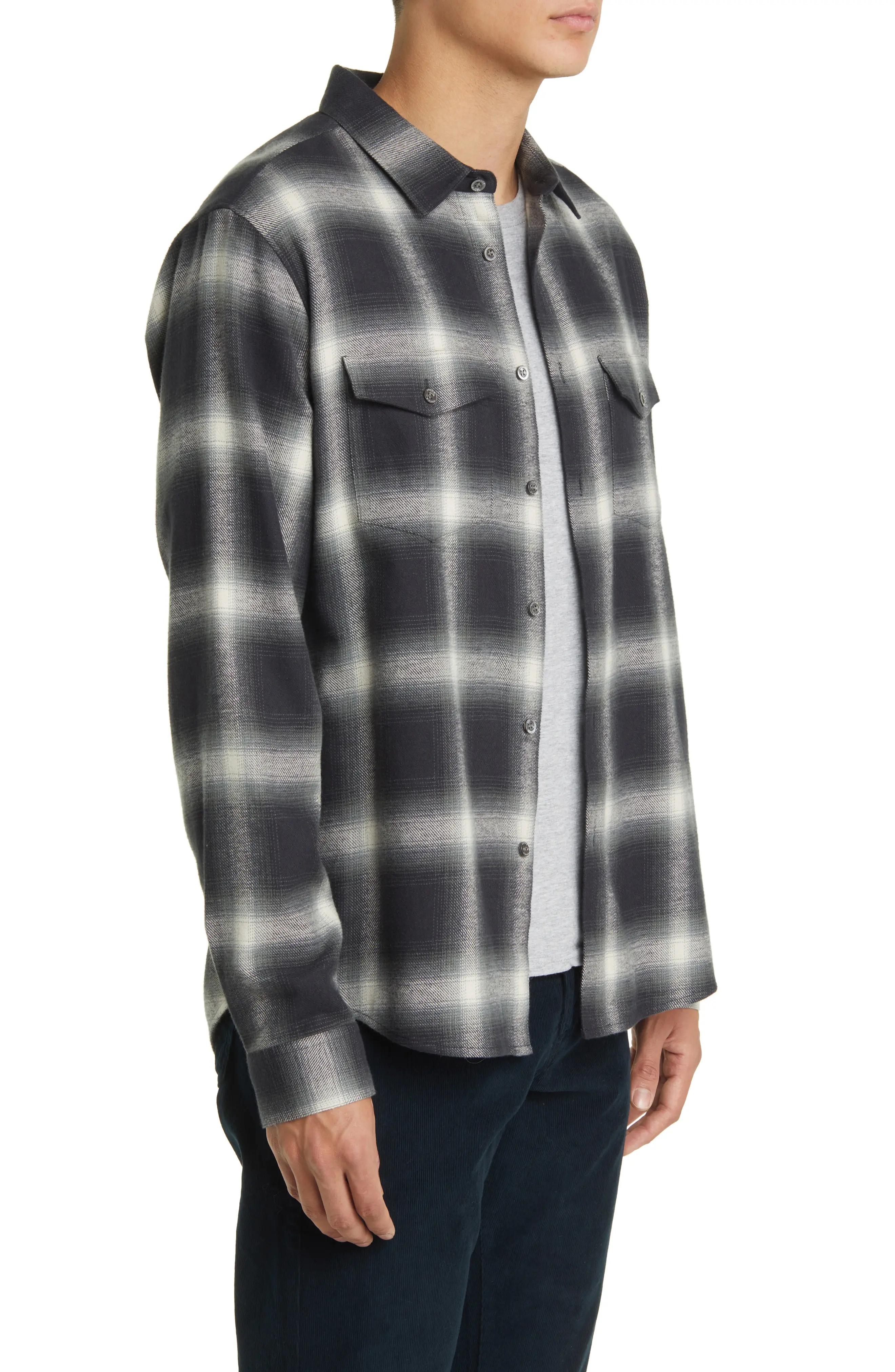 Plaid Brushed Cotton Button-Up Shirt - 4