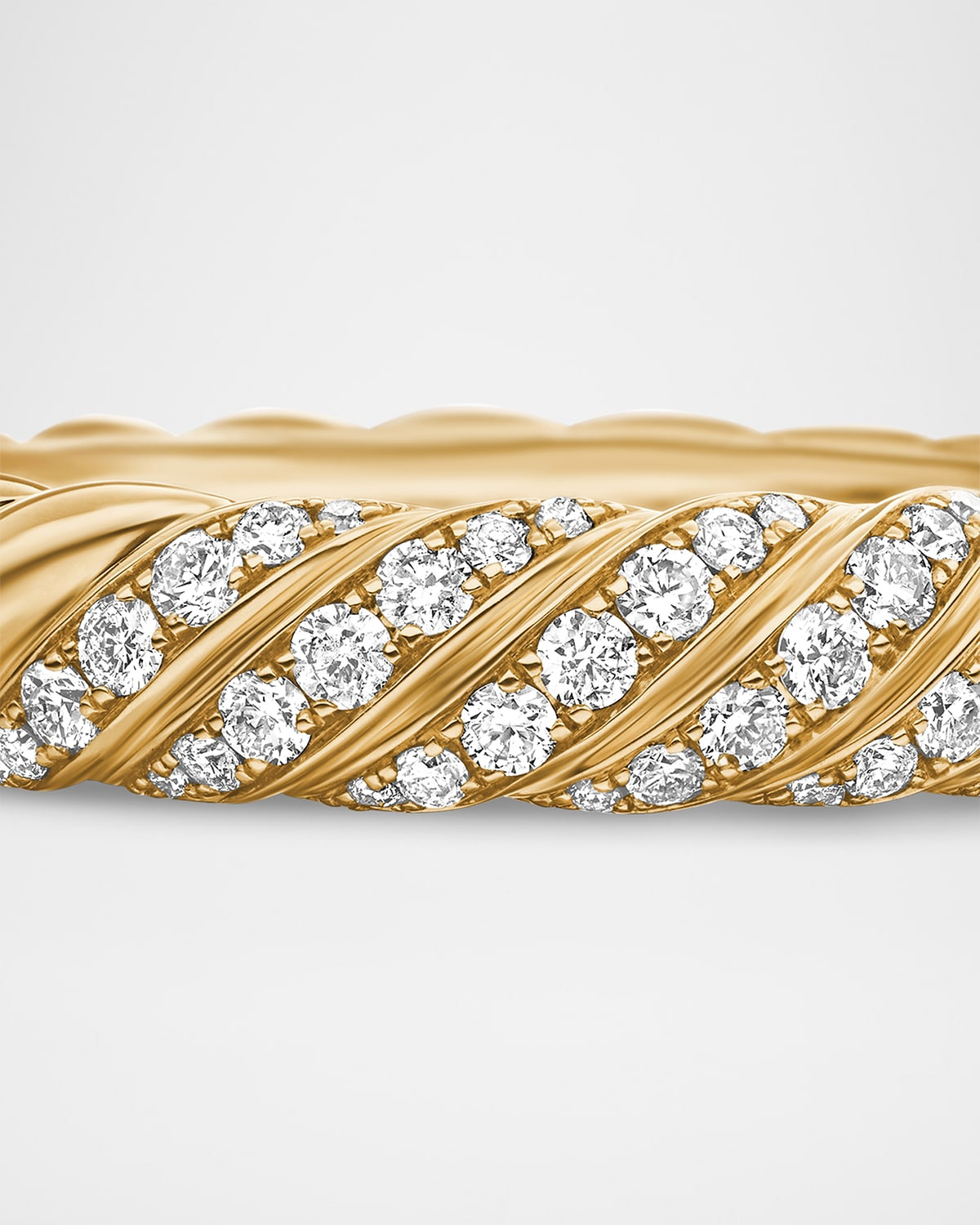 Sculpted Cable Band Ring with Diamonds in 18K Gold, 4.5mm - 5