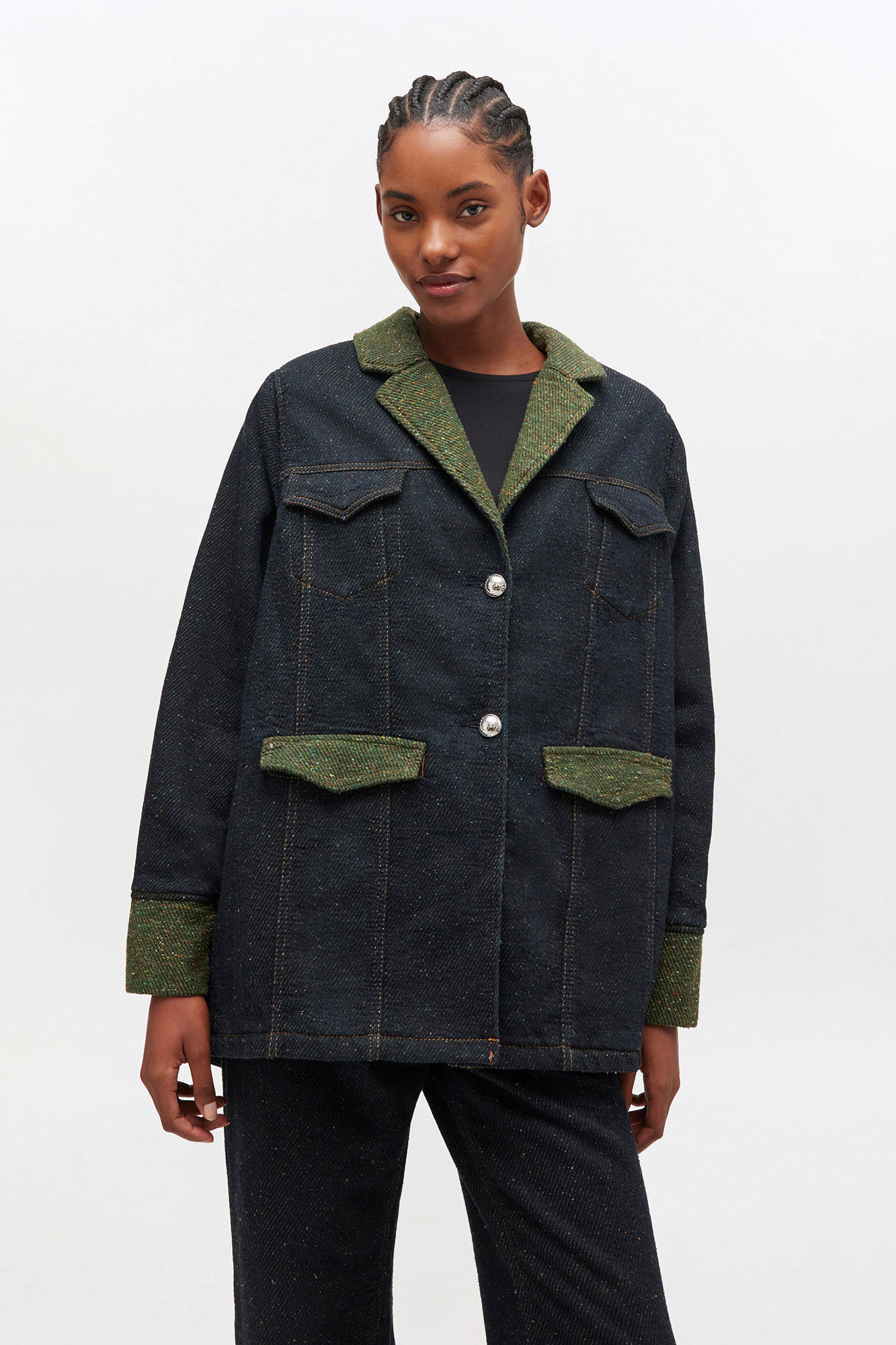 TWILL DENIM OVERSIZED BLAZER - 3