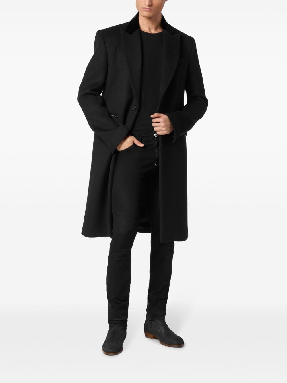 flocked-logo coat - 2
