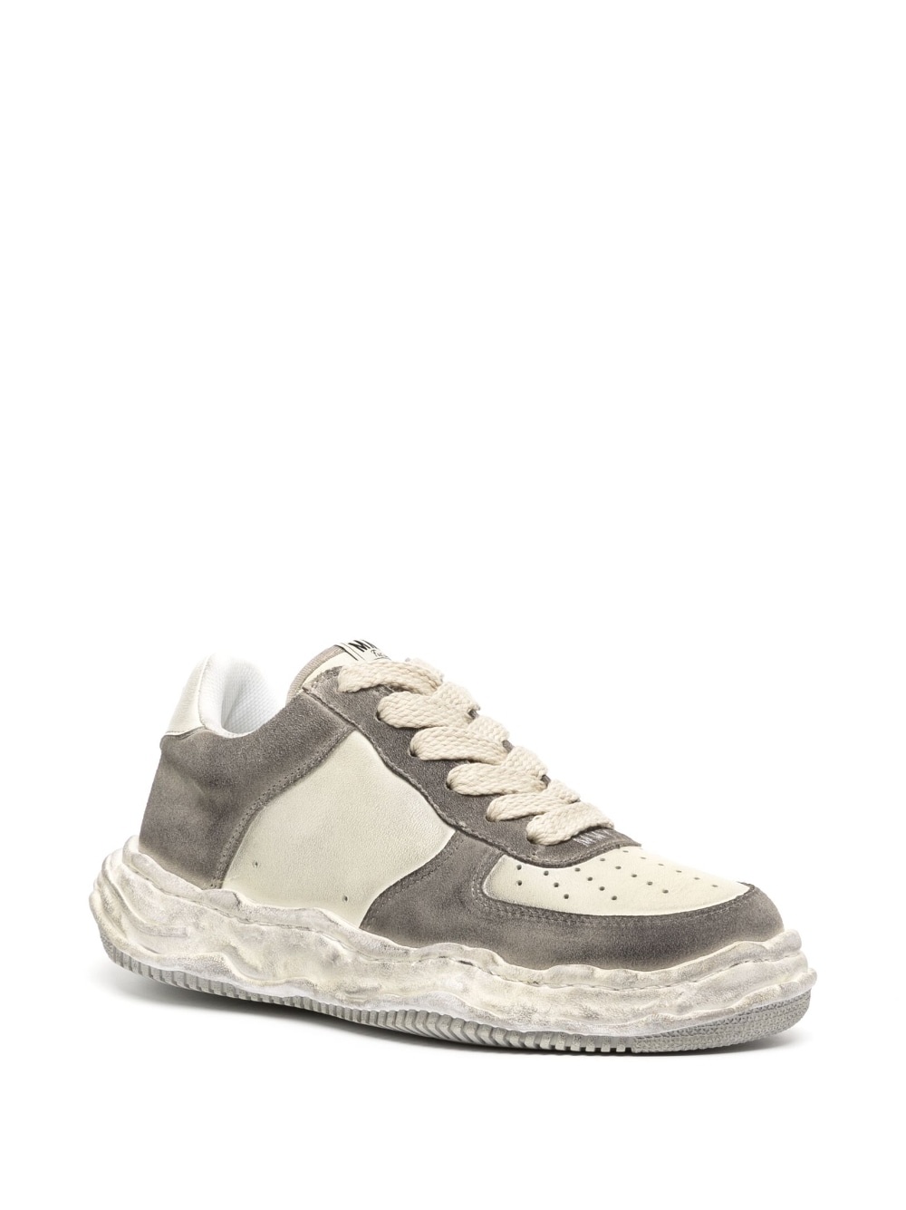 Wayne distressed-effect low-top leather sneakers - 2