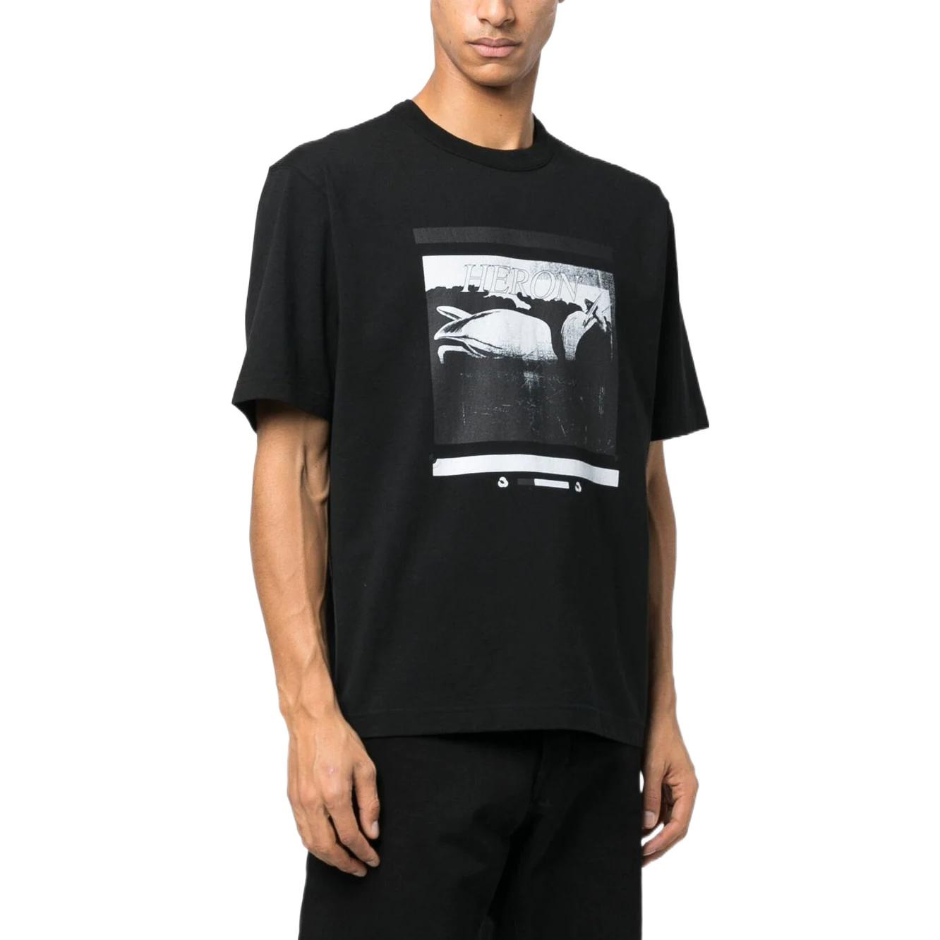 HERON PRESTON SS23 Misprinted Heron T-shirt 'Black' HMAA032S23JER0061010 - 3