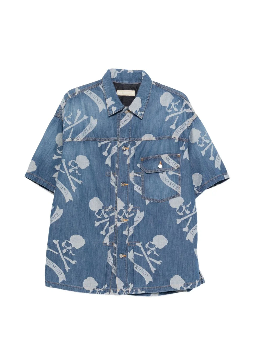 skull-print denim shirt - 1