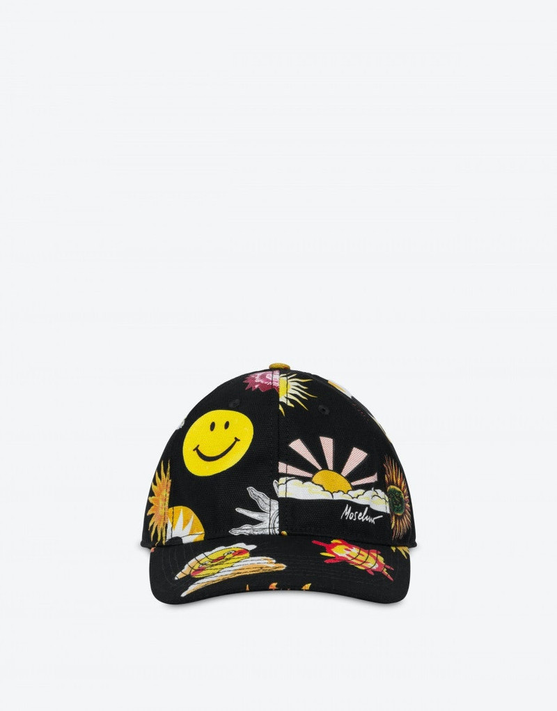ALLOVER SUN SMILEY® PRINT CANVAS HAT 1
