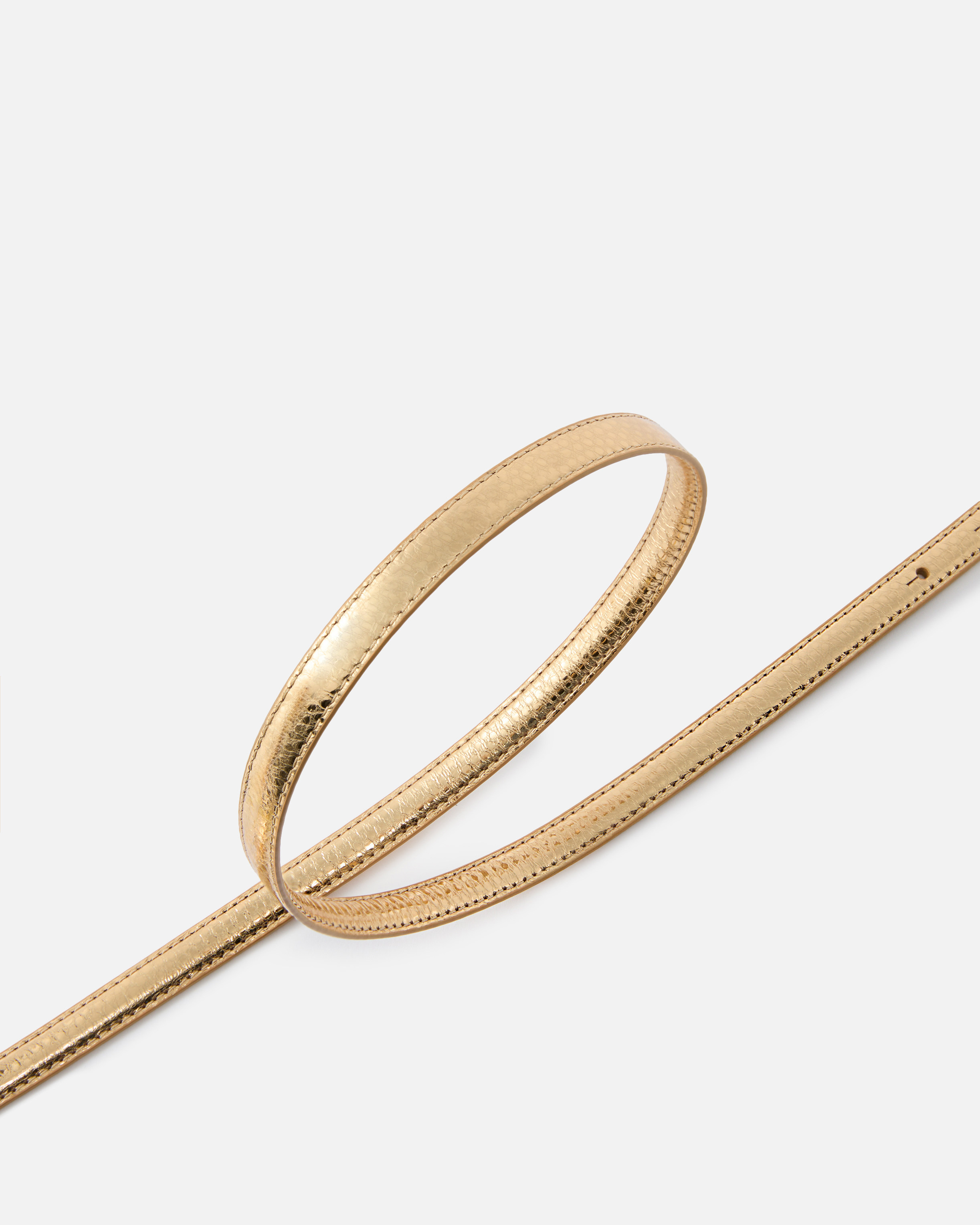 THIN BELT IN LAMINATED TUMBLED LEATHER 1 CM - 4