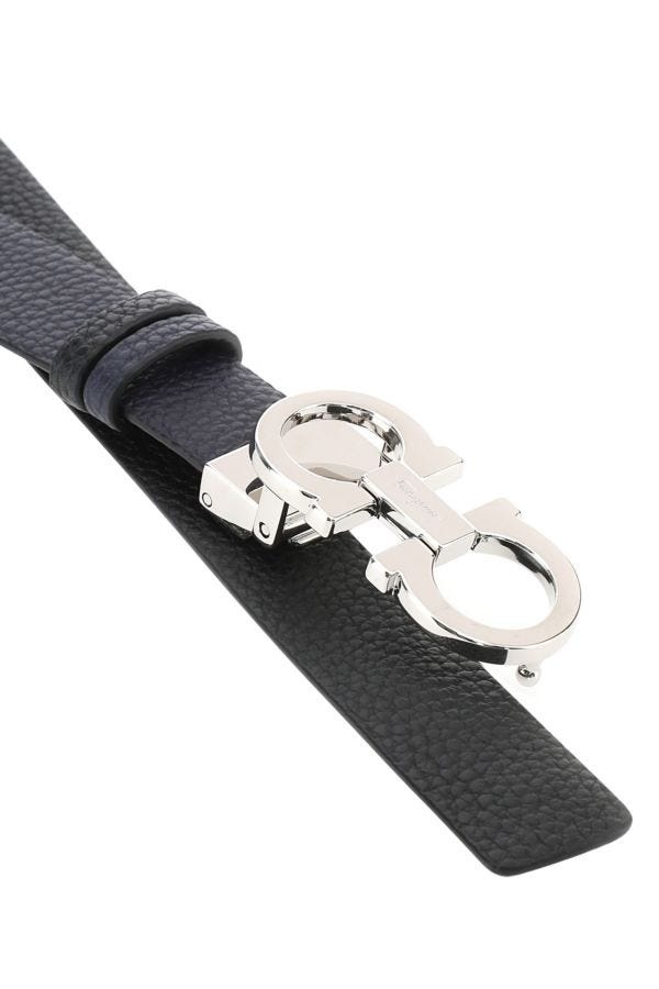 FERRAGAMO Midnight blue leather reversible belt