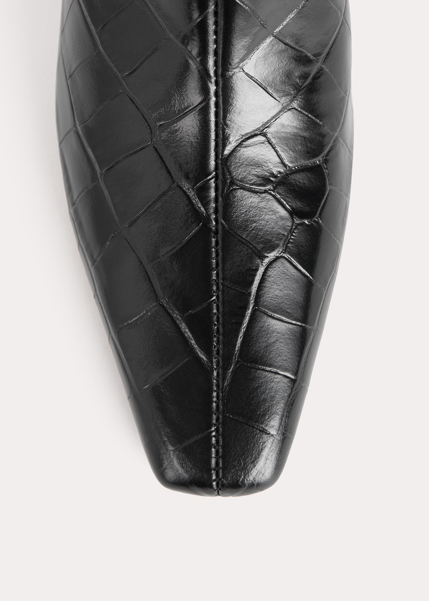 The Mid Heel Leather Boot black croco - 4
