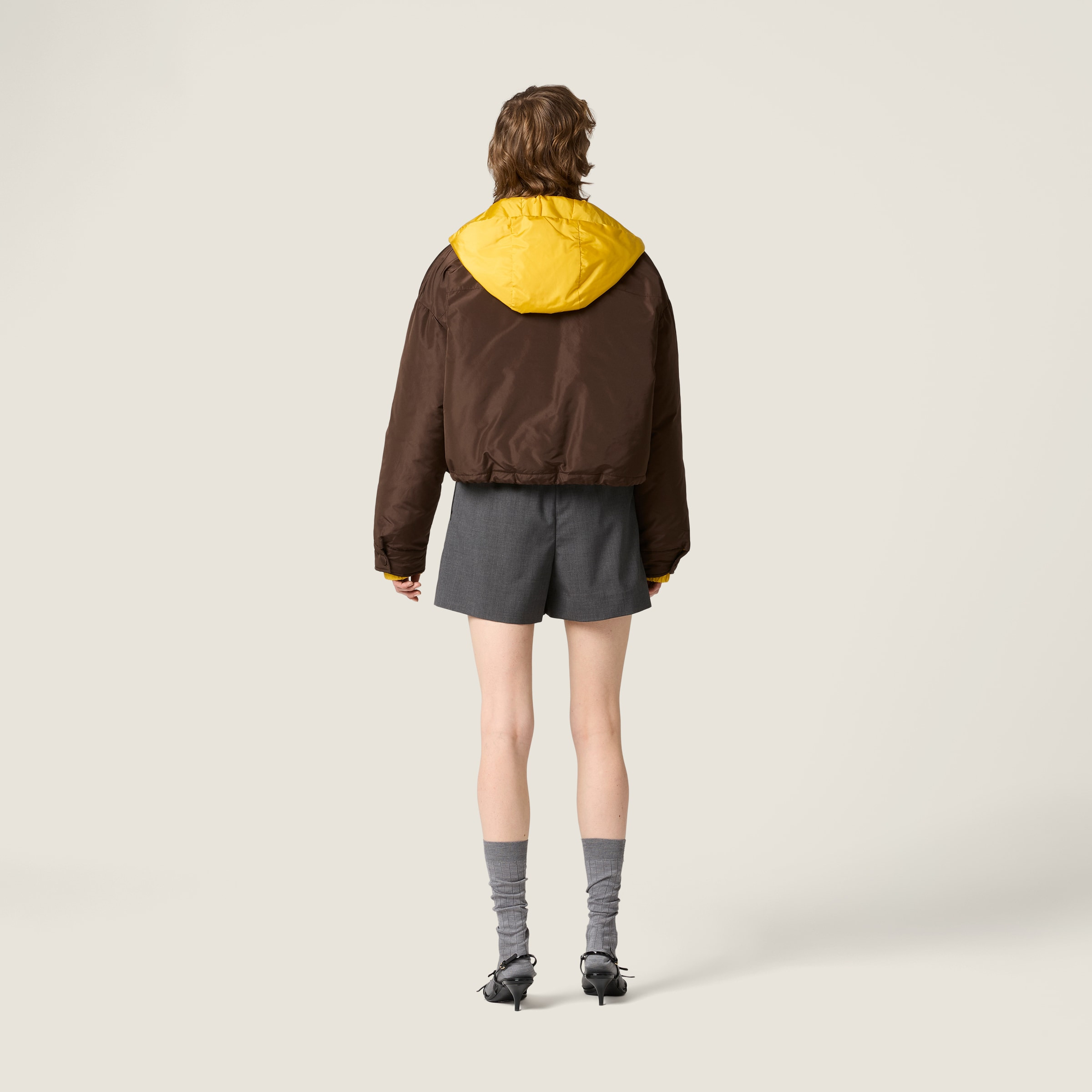 Technical pongé down hoodie jacket - 3