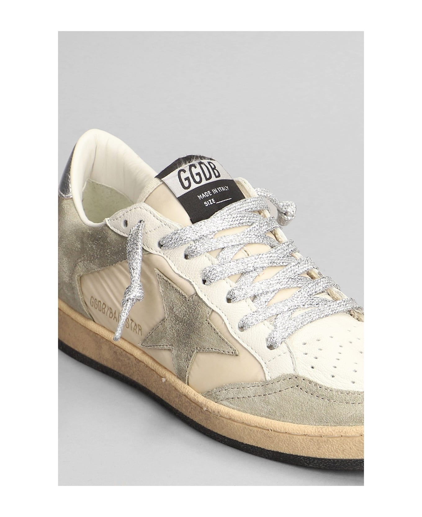 Ball Star Sneakers In Beige Leather And Fabric - 5
