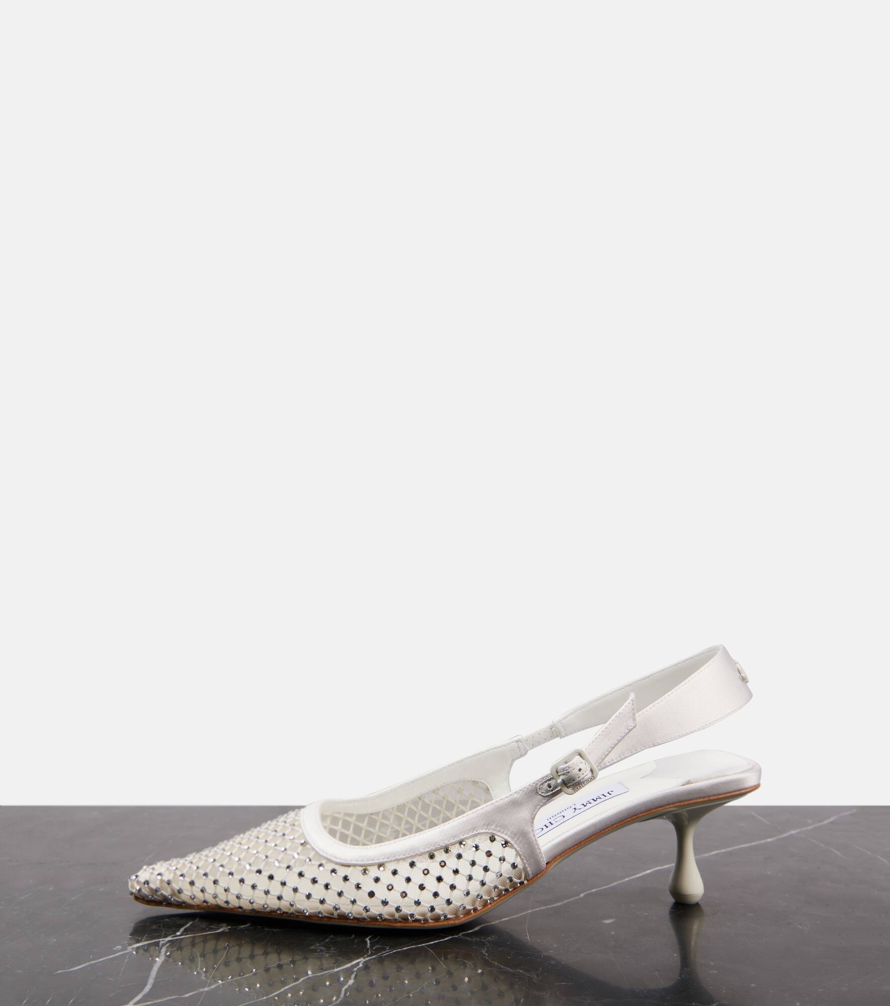 Amel 50 embellished mesh slingback pumps - 5