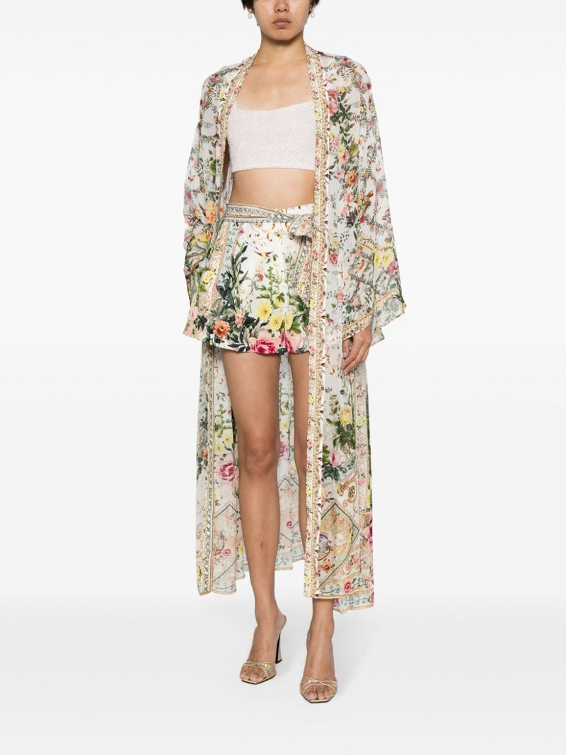 CAMILLA Renaissance Romance-print silk shorts outlook