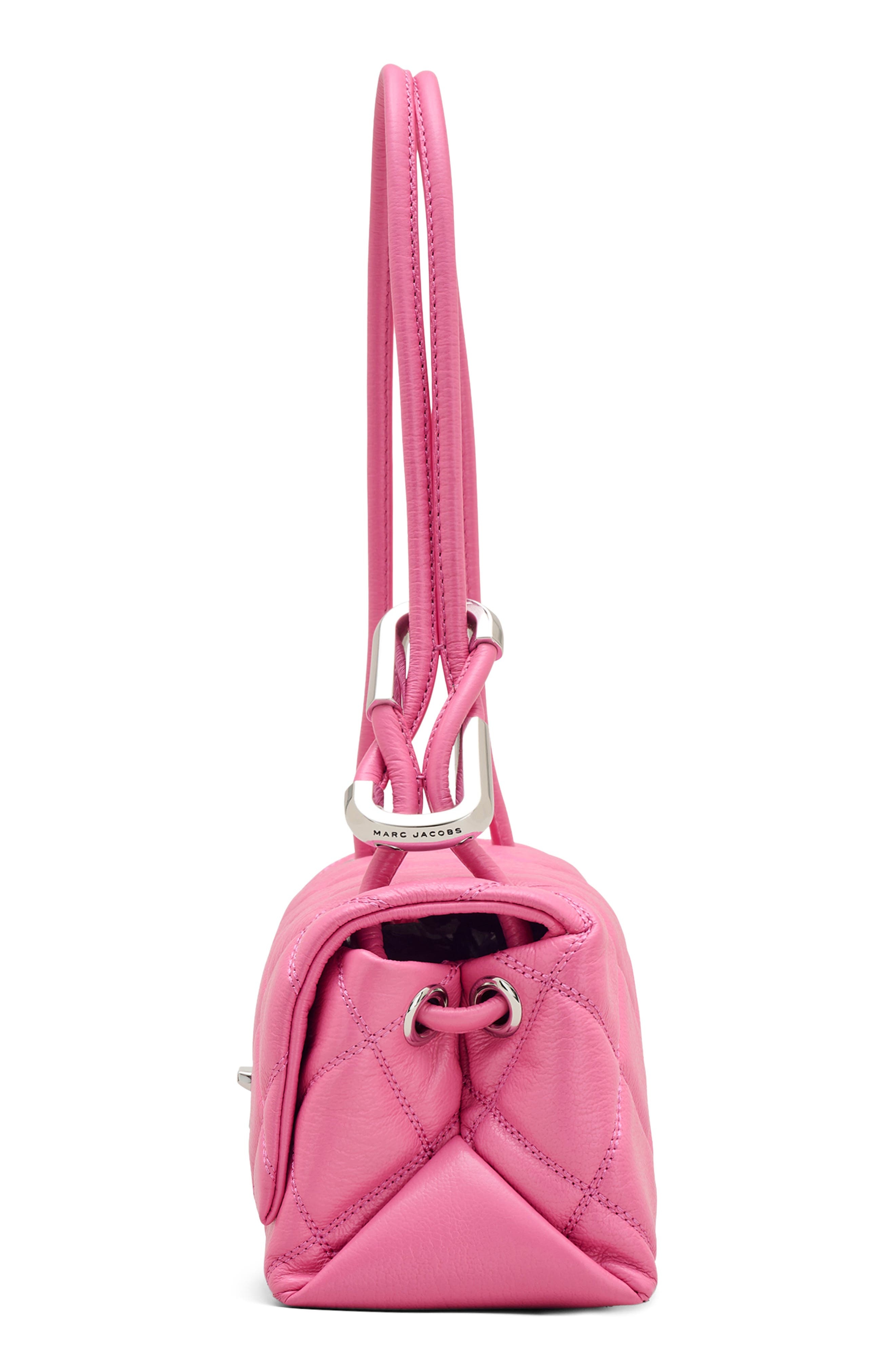 Marc Jacobs The Mini Dual Chain Diamond Quilted Convertible Leather Shoulder Bag in Bow Pink at Nord - 5