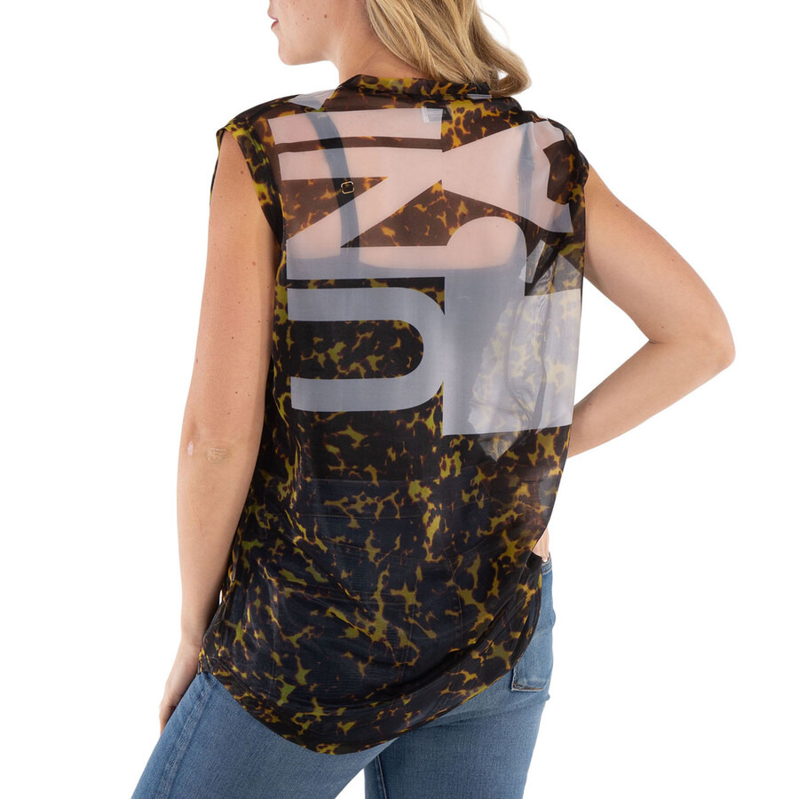 Burberry Pale Ochre Slogan Print Sleeveless Top - 6