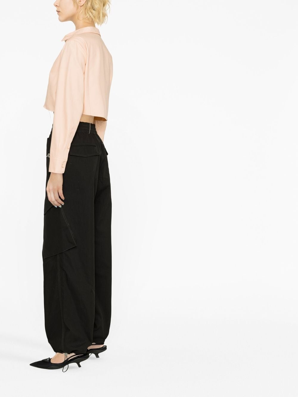 logo-patch cropped jacket - 3