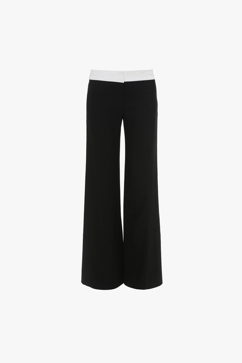 Contrast Waistband Trousers in Black 1
