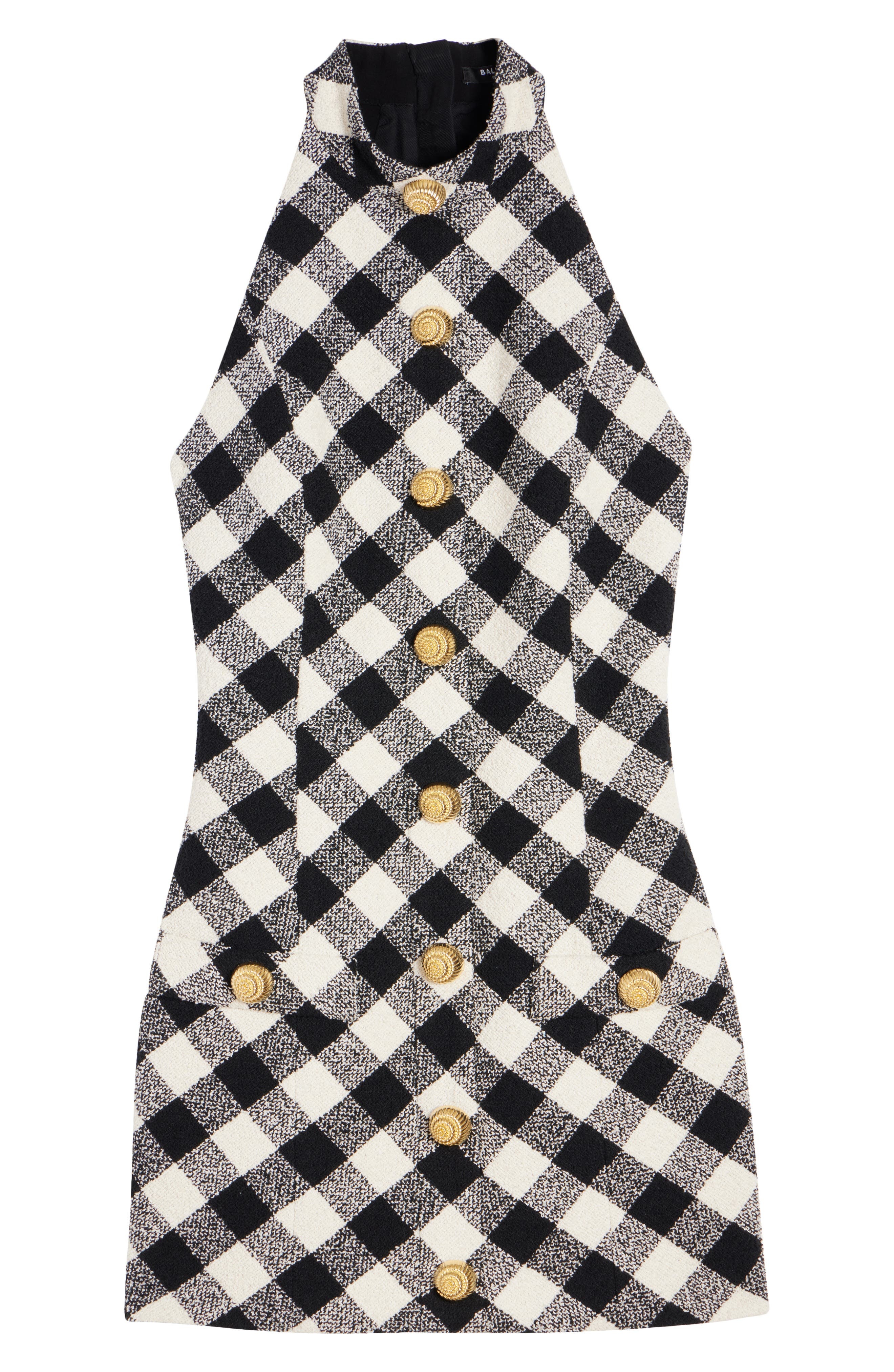 Balmain Gingham Tweed Minidress in Black/White at Nordstrom - 5