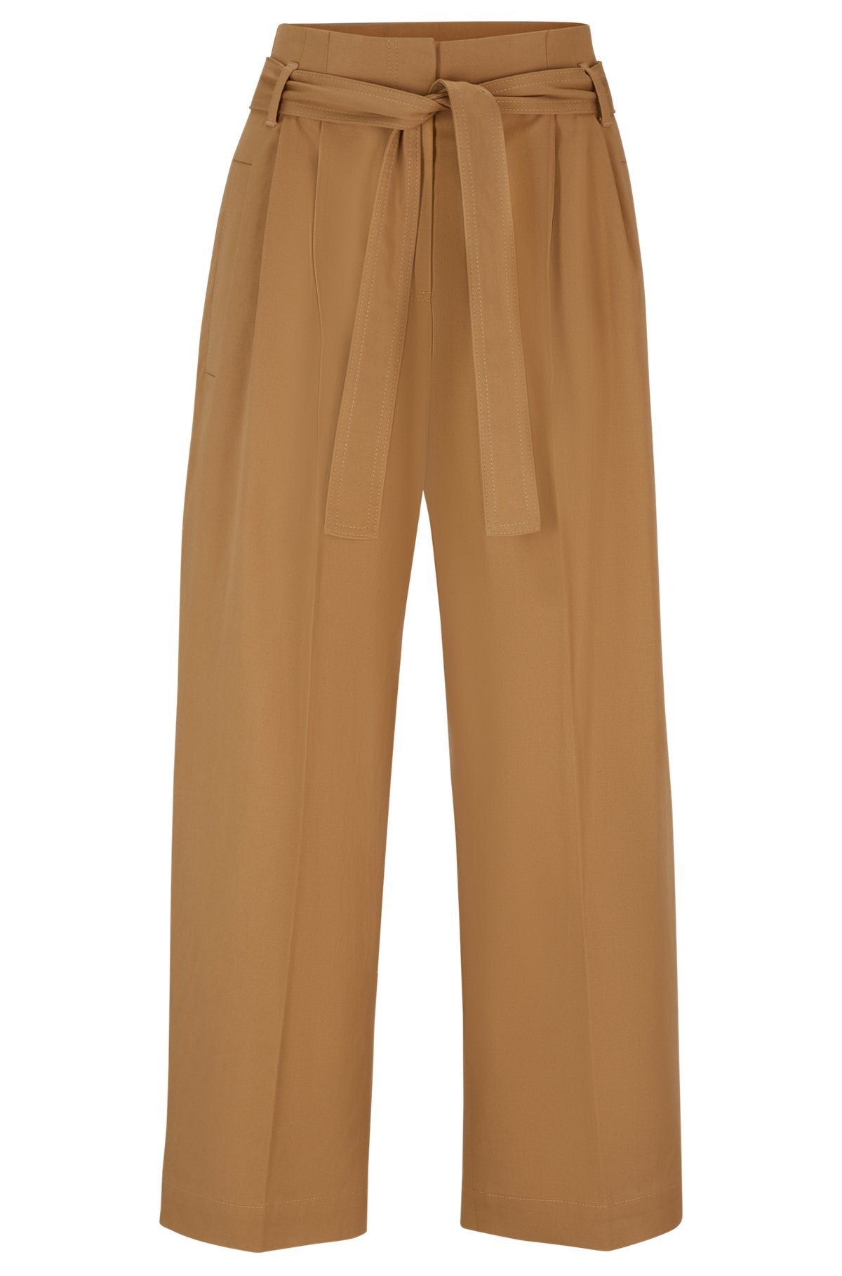 TAPERED-FIT WIDE-LEG TROUSERS WITH FABRIC BELT - 1