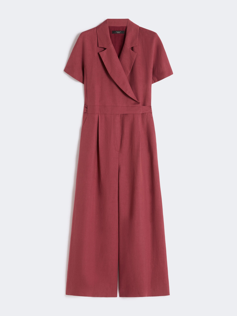 OBLATO Viscose and linen batavia jumpsuit - CHERRY 1