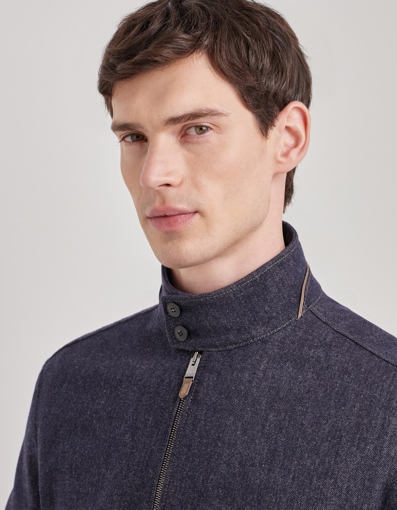 CARAMEL MIXED-MATERIAL ULTRALIGHT SUEDE BOMBER JACKET WITH KNIT INSERTS 207